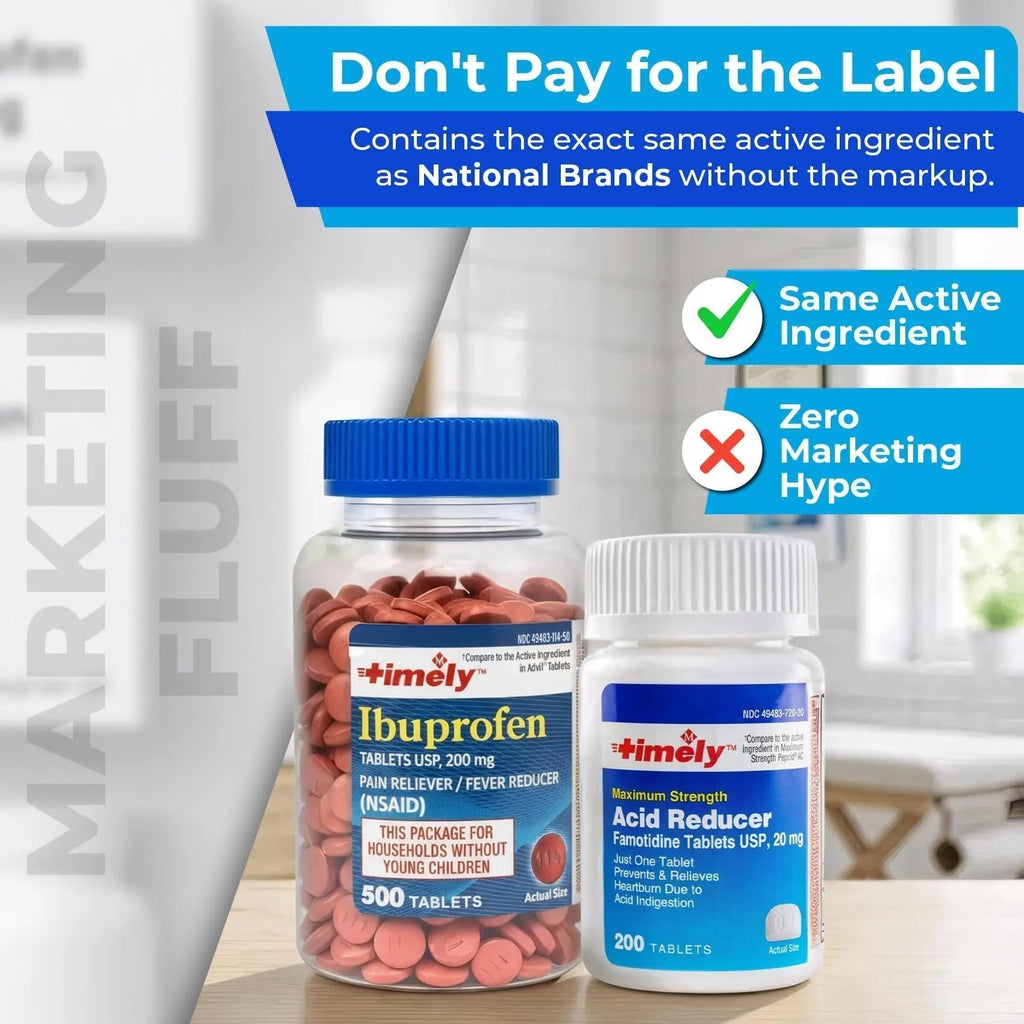 TIME-Cap Labs Ibuprofen 200mg (500 Tablets) & Famotidine 20mg Acid Reducer (200 Tablets) Bundle - Fever, Pain Reliever Pills for Headaches & Heartburn Relief Medicine for Acid Reflux & Indigestion - TrustMedUSA