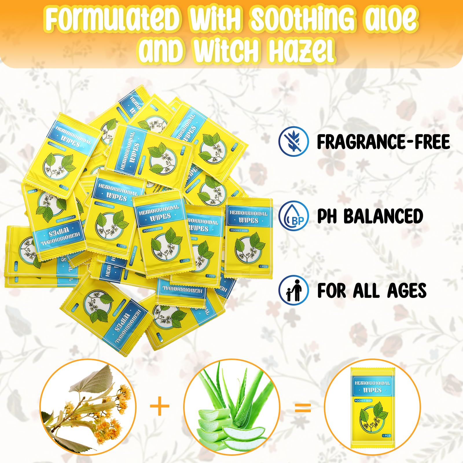 Timgle 300 Counts Individual Packing Hemorrhoid Wipes Witch Hazel Wipes for Butt Hemorrhoidal and Relief Swelling Pain Burning Itching Numbing, 5.5 x 7 Inch - TrustMedUSA