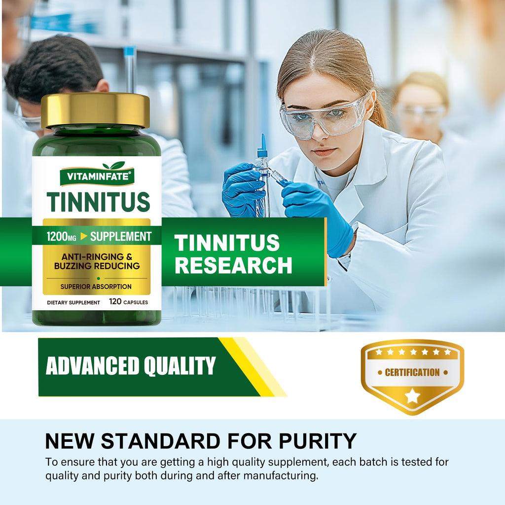 Tinnitus Relief for Ringing Ears 1200mg - 120 Capsules Advanced Ear Health Support Supplement | Supports Ear Health and Reduces Tinnitus Symptoms - Non-GMO & Vegan - TrustMedUSA
