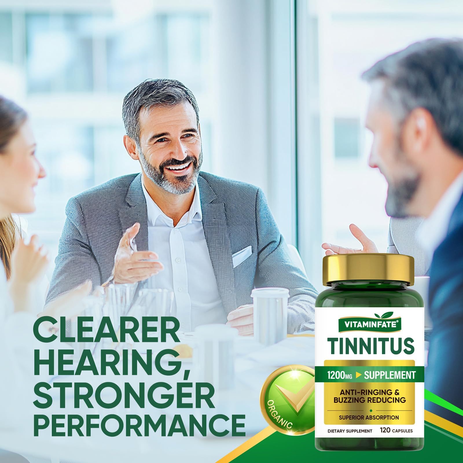 Tinnitus Relief for Ringing Ears 1200mg - 120 Capsules Advanced Ear Health Support Supplement | Supports Ear Health and Reduces Tinnitus Symptoms - Non-GMO & Vegan - TrustMedUSA