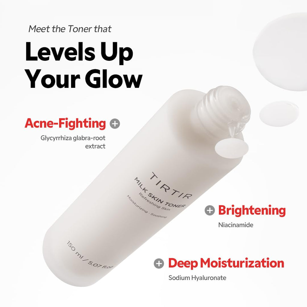 TIRTIR Milk Skin Rice Toner - Deep Moisturizing, Hydrating and Refreshing for face, Niacinamide, Ceramide, Rice Bran Extract - TrustMedUSA