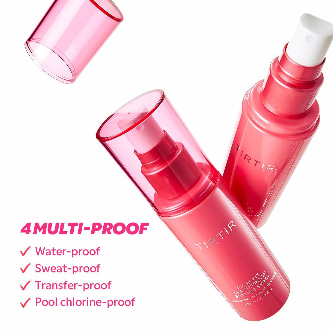 TIRTIR Waterproof Setting Spray – 24 Hour Long Lasting Fix, Sweatproof Water Resistant Makeup Finisher – Ethanol Free, Semi Matte Finish for Oily Skin – Korean Makeup Fixer - TrustMedUSA