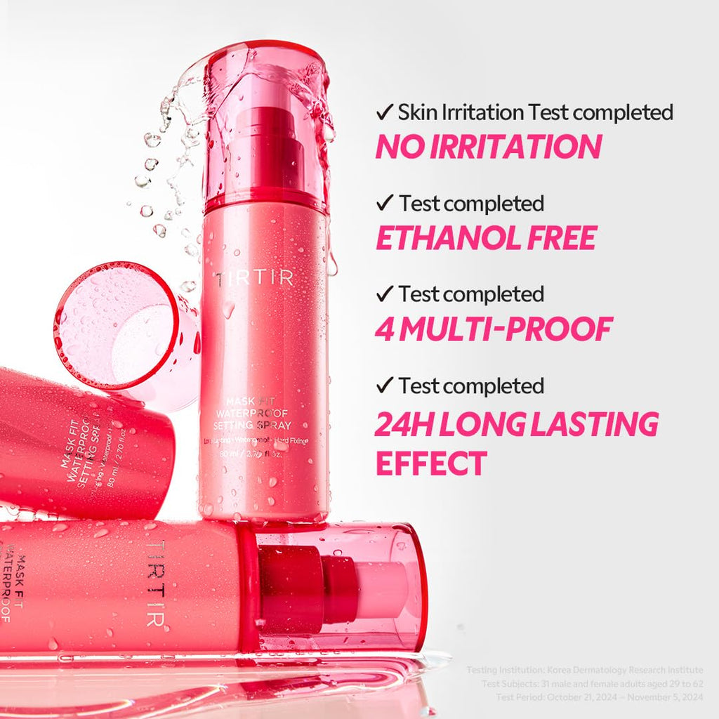 TIRTIR Waterproof Setting Spray – 24 Hour Long Lasting Fix, Sweatproof Water Resistant Makeup Finisher – Ethanol Free, Semi Matte Finish for Oily Skin – Korean Makeup Fixer - TrustMedUSA