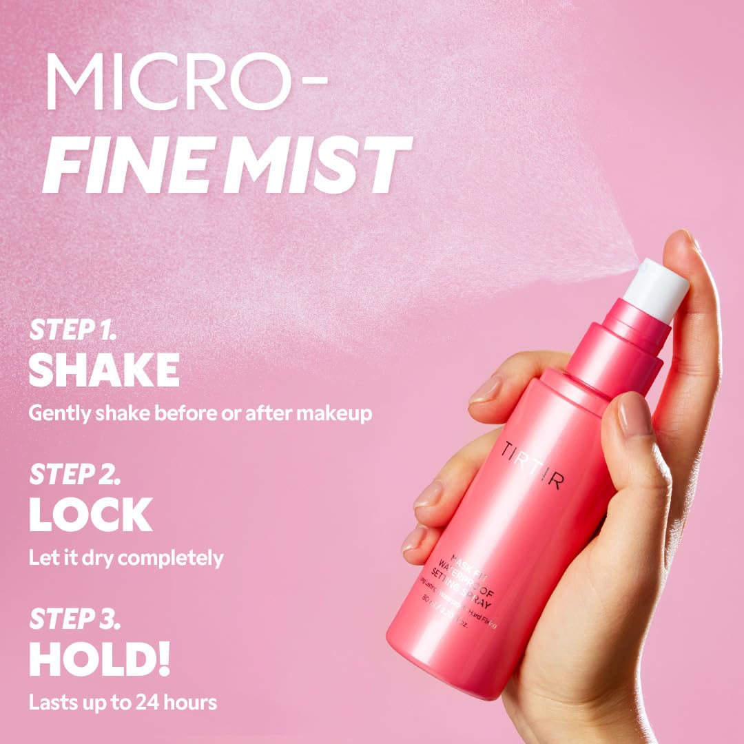 TIRTIR Waterproof Setting Spray – 24 Hour Long Lasting Fix, Sweatproof Water Resistant Makeup Finisher – Ethanol Free, Semi Matte Finish for Oily Skin – Korean Makeup Fixer - TrustMedUSA
