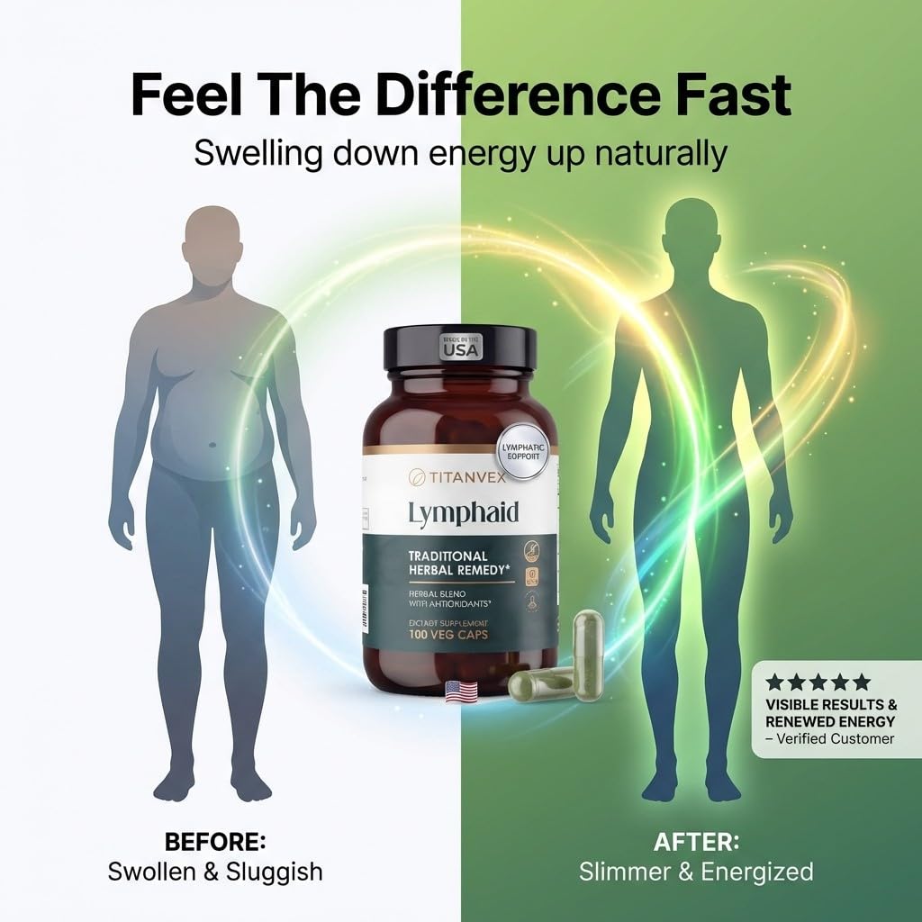 TitanVex Lymphaid - Lymphatic Drainage Supplement 100 Vegan Capsules, Herbal Lymphatic Support with Echinacea and Dandelion, Antioxidant, Respiratory and Urinary Wellbeing - Maple Wellness Supplements