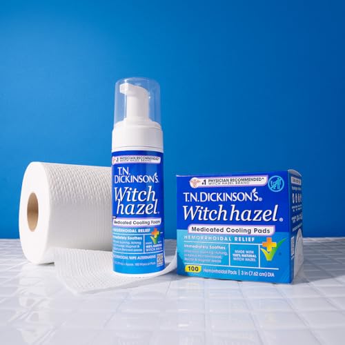 T.N. Dickinson’s Medicated Cooling Pads with Witch Hazel and Aloe | Hemorrhoid Treatment, Postpartum Care, Feminine & Rectal Relief | 100 Rounds - TrustMedUSA
