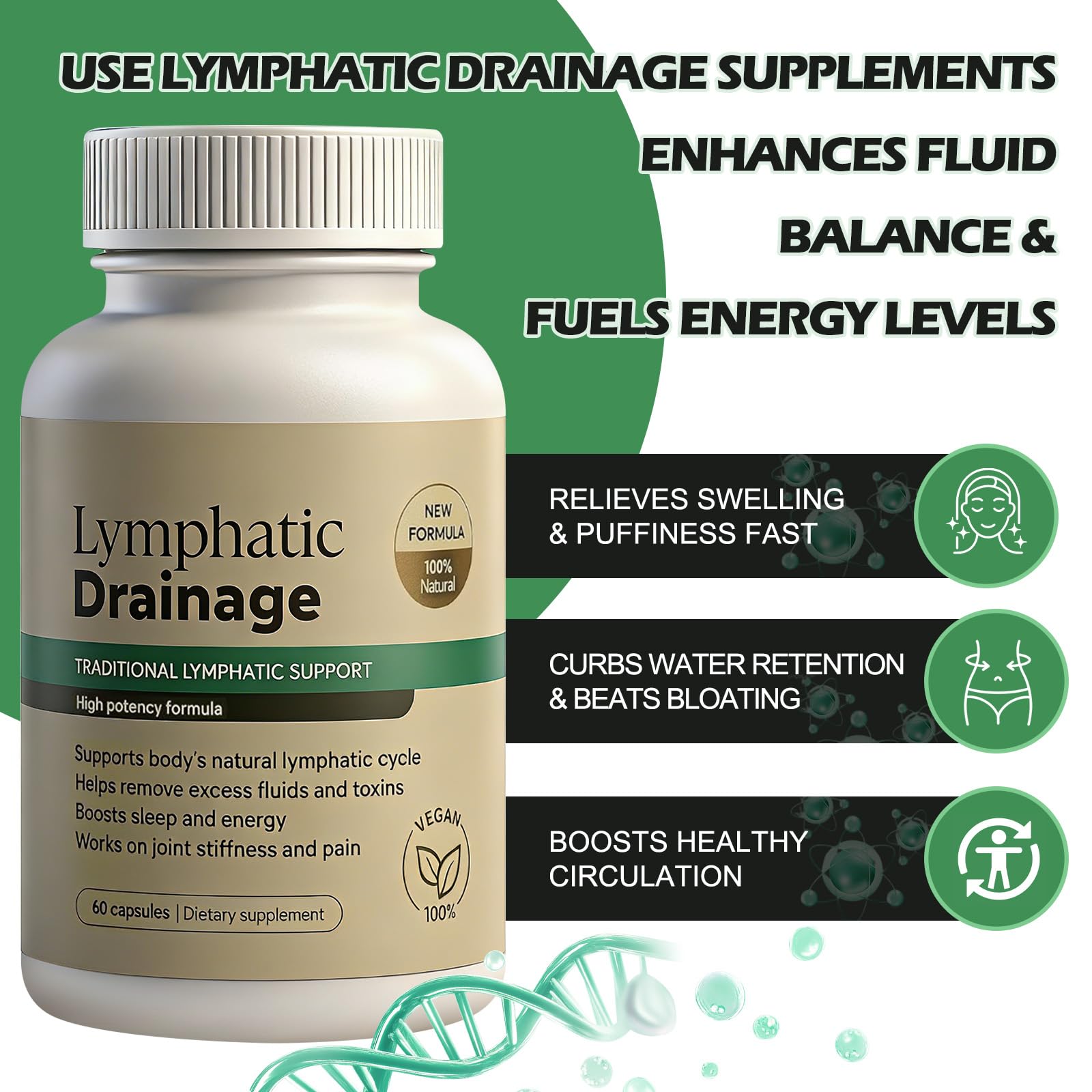 Tnaasmais Lymphatic Drainage Capsules, New Maximum Potency Formula with Dandelion Extract, Lymphatic Drainage Supplement for Fast-Absorbing, Immune Boost, Natural Ingredients, Vegan, 60 Capsules - Maple Wellness Supplements