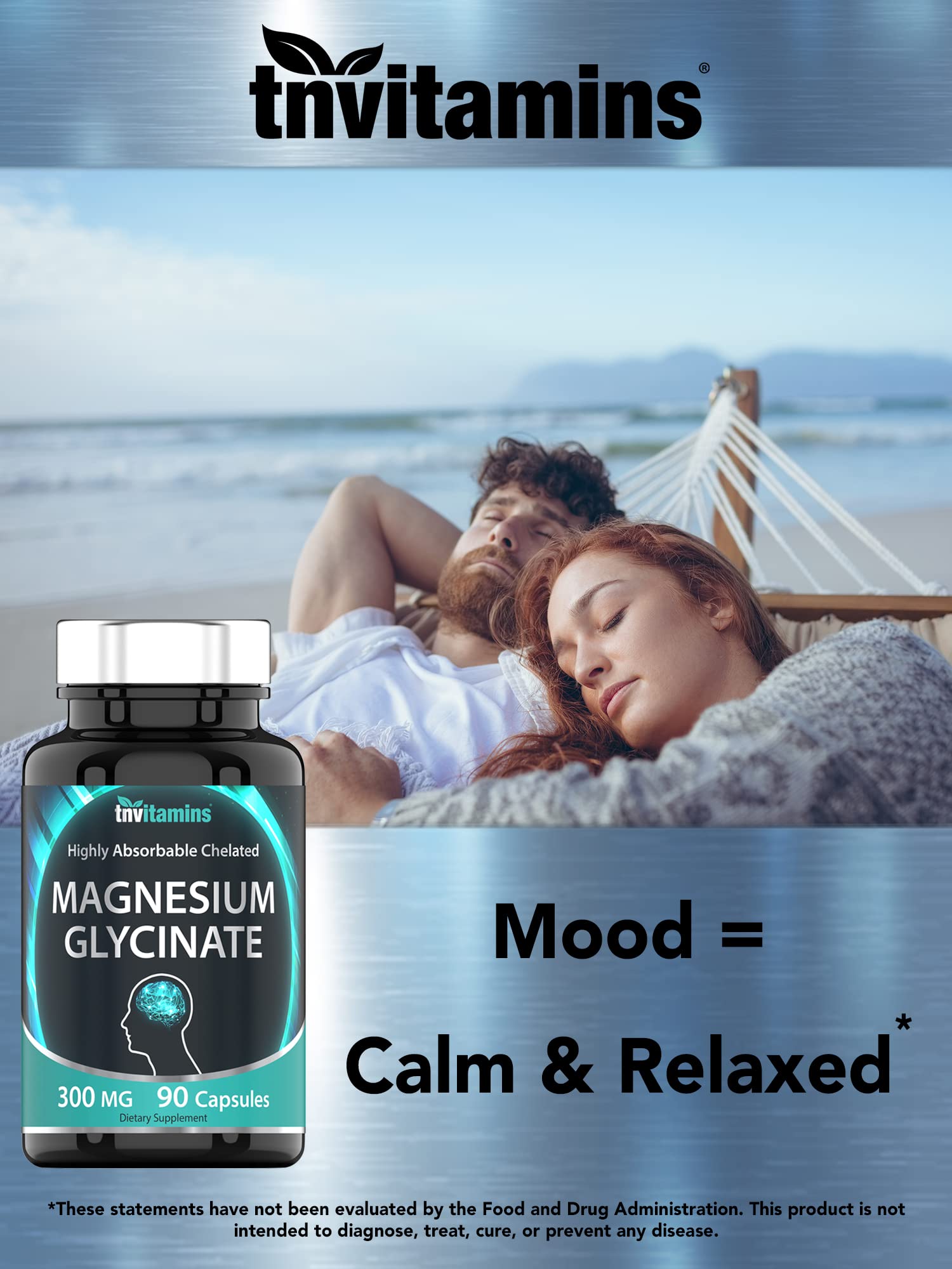 tnvitamins Magnesium Glycinate 300mg, 90 Capsules | High Absorption Chelated Magnesium for Sleep, Calm & Muscle Support - TrustMedUSA