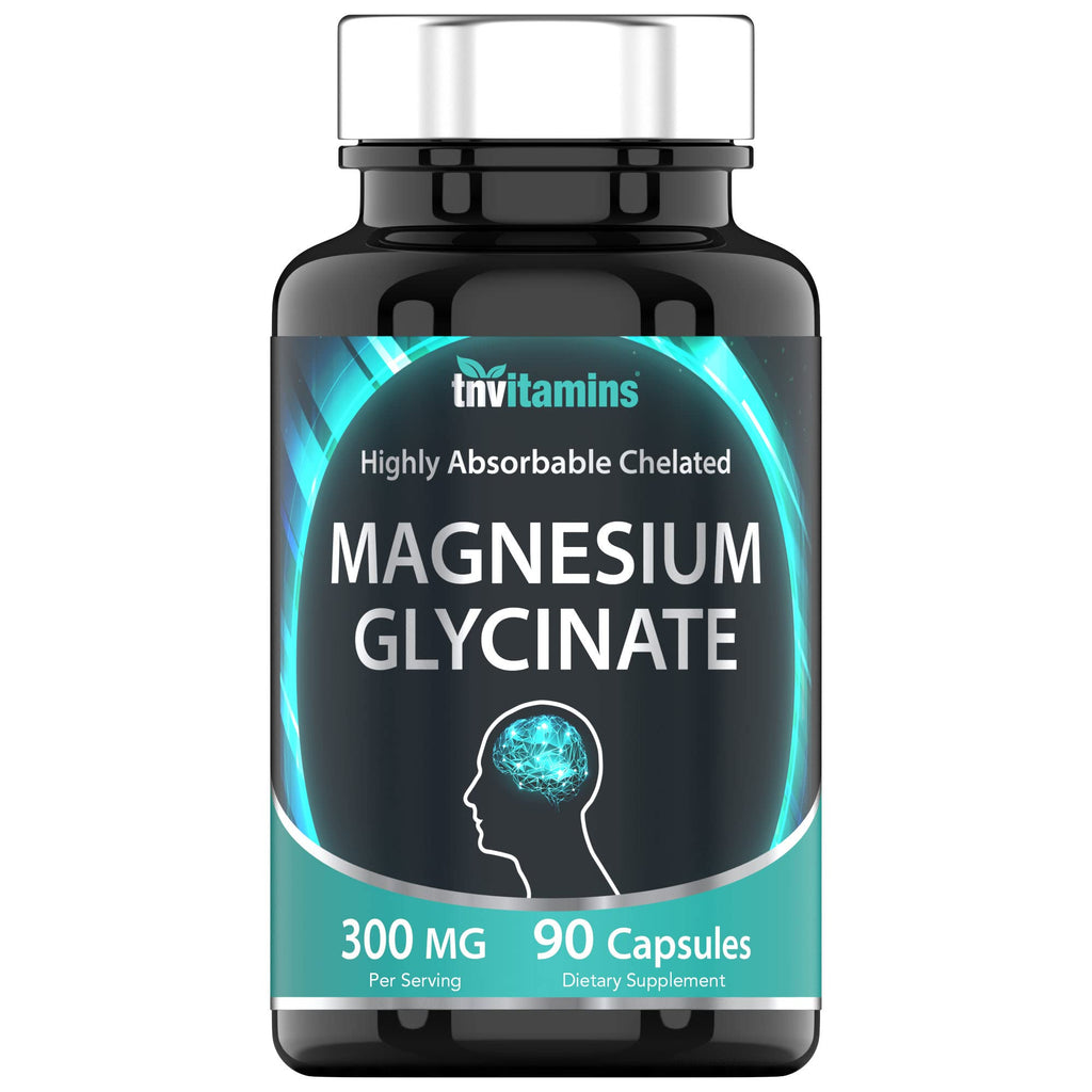 tnvitamins Magnesium Glycinate 300mg, 90 Capsules | High Absorption Chelated Magnesium for Sleep, Calm & Muscle Support - TrustMedUSA