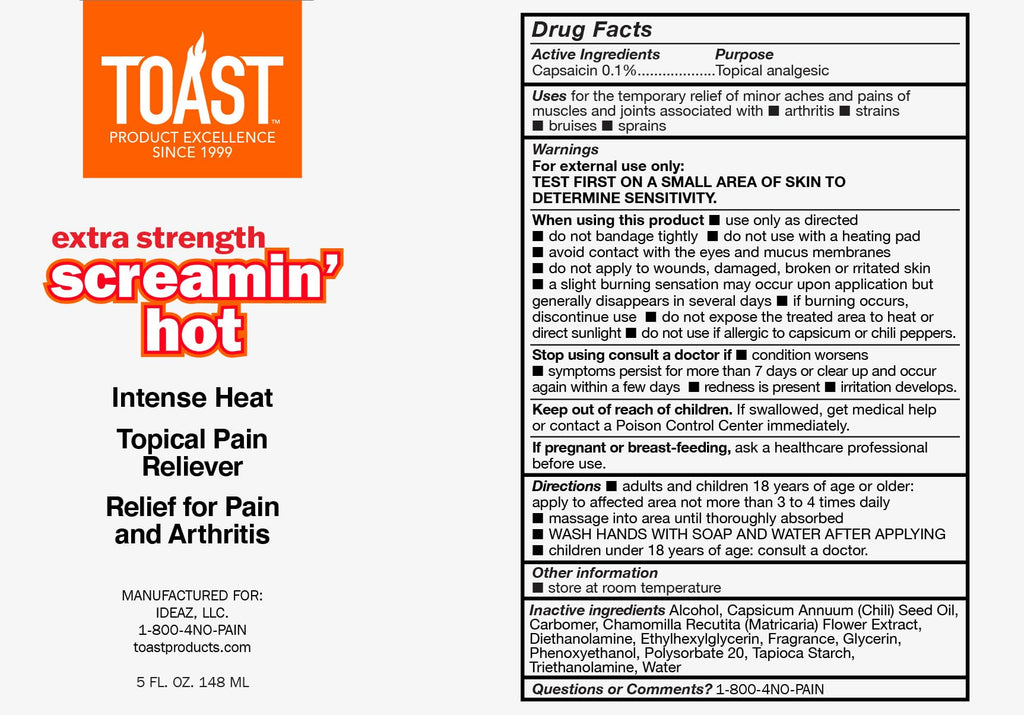 Toast Extra Strength Screamin Hot Intense Heat Topical Pain Relief Cream for Muscles and Joints - 5 Ounces - TrustMedUSA