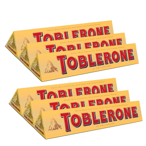 TOBLERONE SWISS MILK CHOCOLATE with HONEY and ALMOND NOUGAT 6 X 100 G BARS - TrustMedUSA