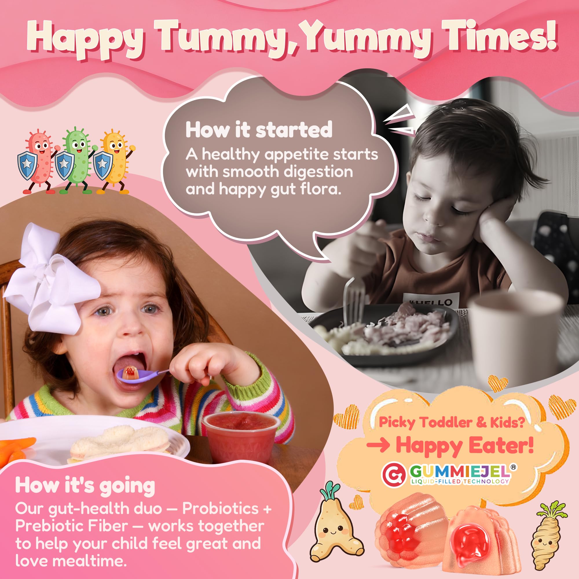 Toddler 2-4 & Kids 4+ Para Clean Gut Health Gummies w/Black Walnut, Wormwood, Clove, Pumpkin Seeds, Vitamin C, D3, Zinc, Digestive Supplement for Natural Gut Cleanse, Kids Immune Support (60cts) - TrustMedUSA