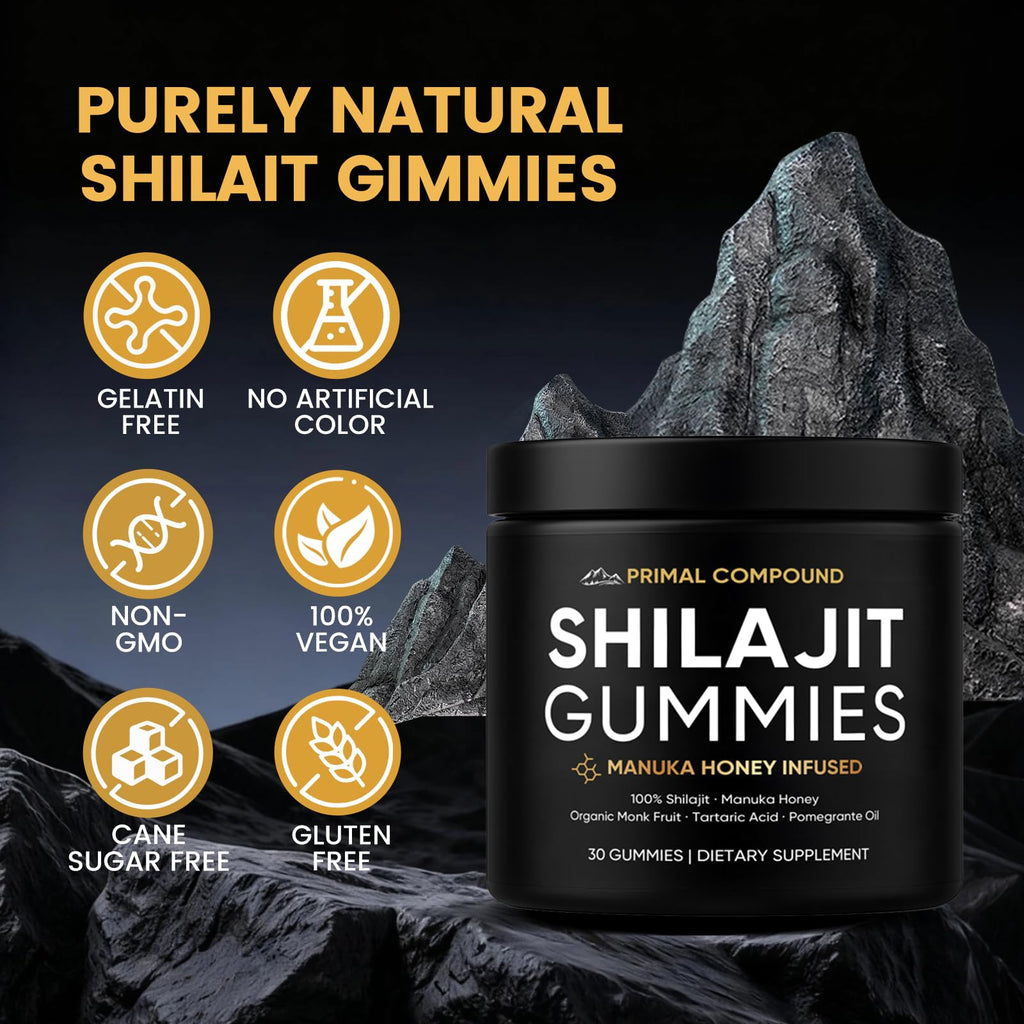 TOGOLIUN Primal Compound Shilajit Gummies for Men,with Manuka Honey, Organic Monk Fruit & Fulvic Acid, Shilajit Gummies Energy Supplements, 30 Gummies - TrustMedUSA