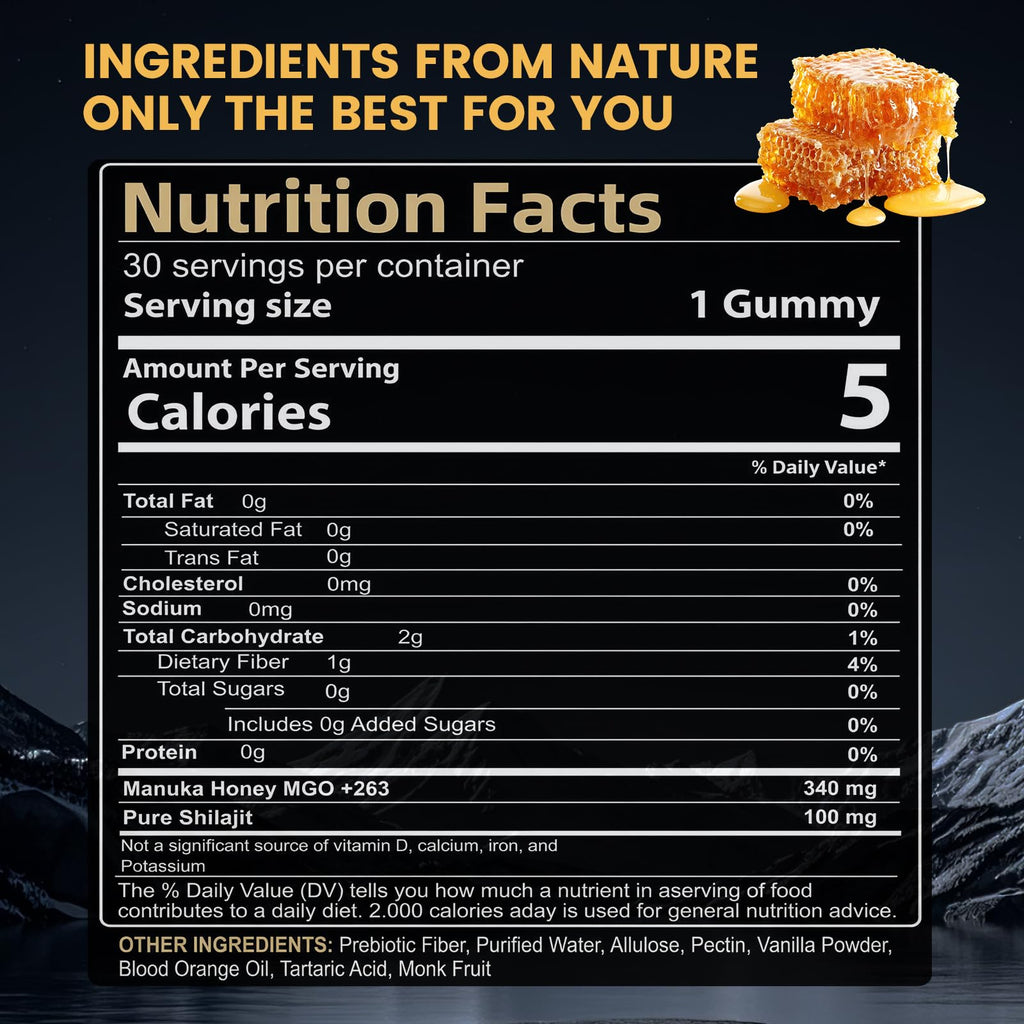 TOGOLIUN Primal Compound Shilajit Gummies for Men,with Manuka Honey, Organic Monk Fruit & Fulvic Acid, Shilajit Gummies Energy Supplements, 30 Gummies - TrustMedUSA