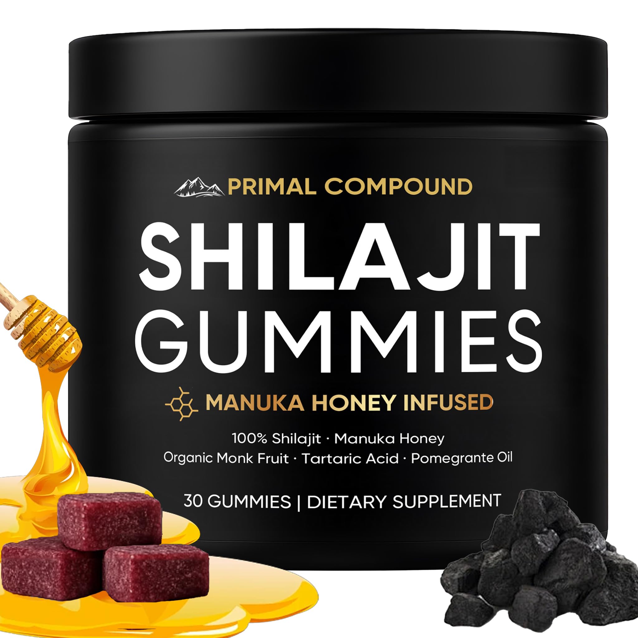 TOGOLIUN Primal Compound Shilajit Gummies for Men,with Manuka Honey, Organic Monk Fruit & Fulvic Acid, Shilajit Gummies Energy Supplements, 30 Gummies - TrustMedUSA