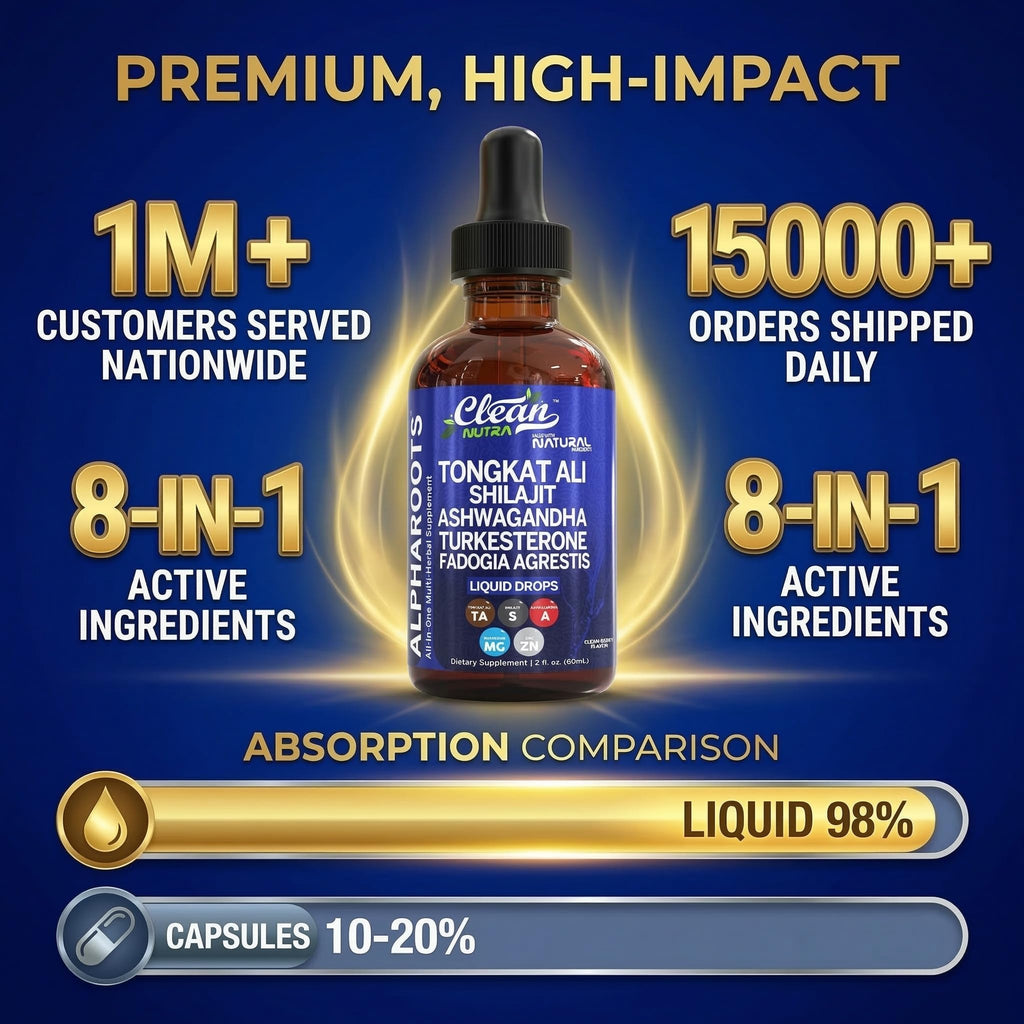Tongkat Ali Liquid Drops Shilajit, Ashwagandha, Turkesterone, Fadogia Agrestis, Magnesium, Irish Sea Moss, and Zinc Herbal Supplement by Clean Nutra - TrustMedUSA