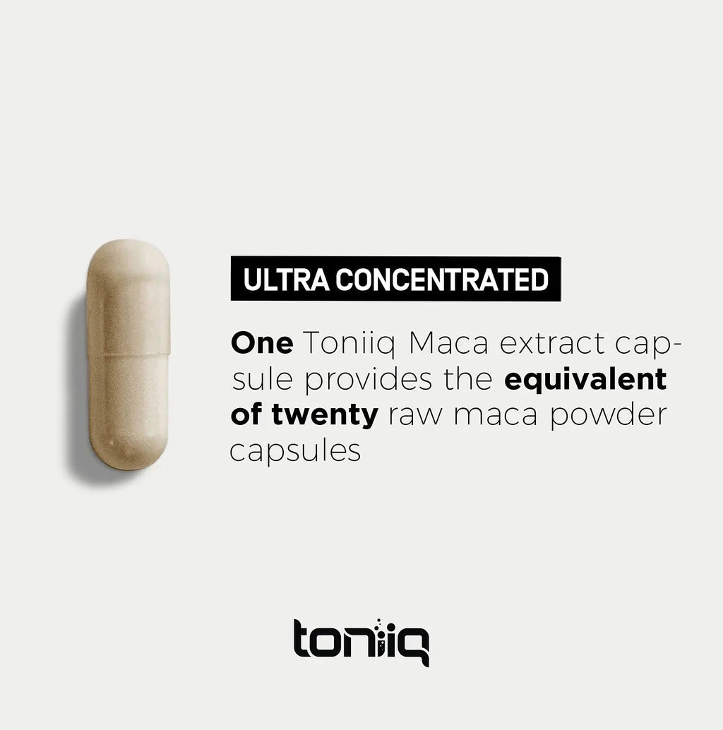 Toniiq 10,000mg 20x Concentrated Extract - Single Origin Wildcrafted Maca Root Capsules - TrustMedUSA