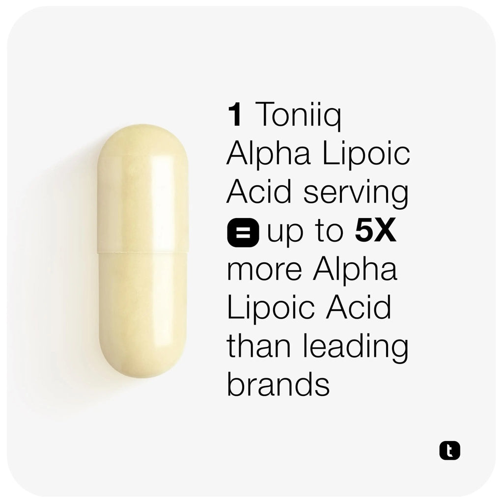 Toniiq 1000mg Ultra High Strength Alpha Lipoic Acid Capsules - Highly Purified 99%+ USP Standard - 120 Capsules ALA Supplement - TrustMedUSA