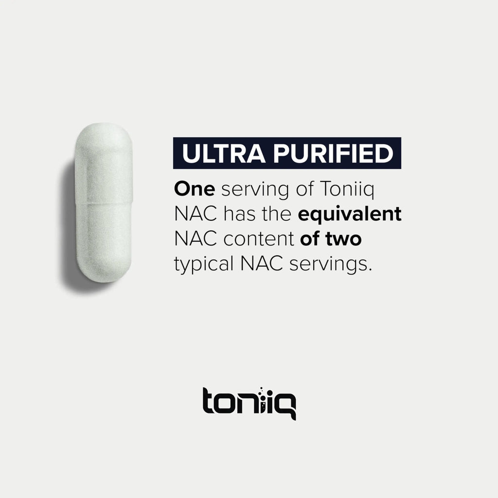 Toniiq 1300mg NAC - 4 Month Supply - Min. 98%+ Tested Purity - Ultra High Strength Bioavailable NAC Cysteine Supplement - 240 Vegetarian N Acetyl Cysteine - TrustMedUSA