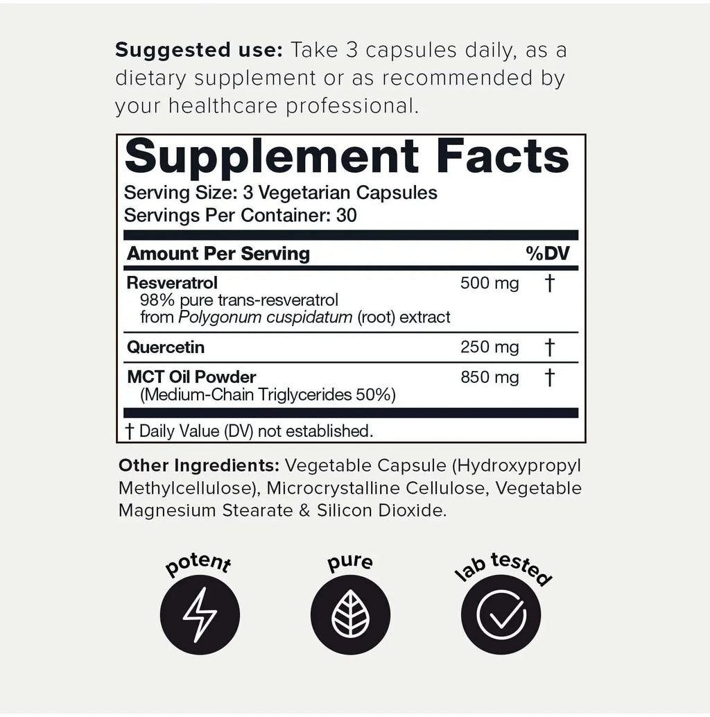 Toniiq 1600mg Resveratrol Blend - Ultra High Purity and 3rd Party Tested - with MCT - TrustMedUSA