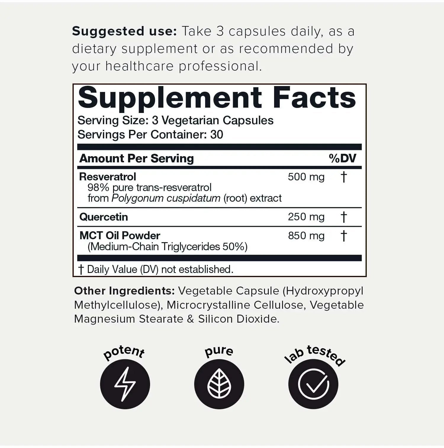Toniiq 1600mg Resveratrol Blend - Ultra High Purity and 3rd Party Tested - with MCT - TrustMedUSA