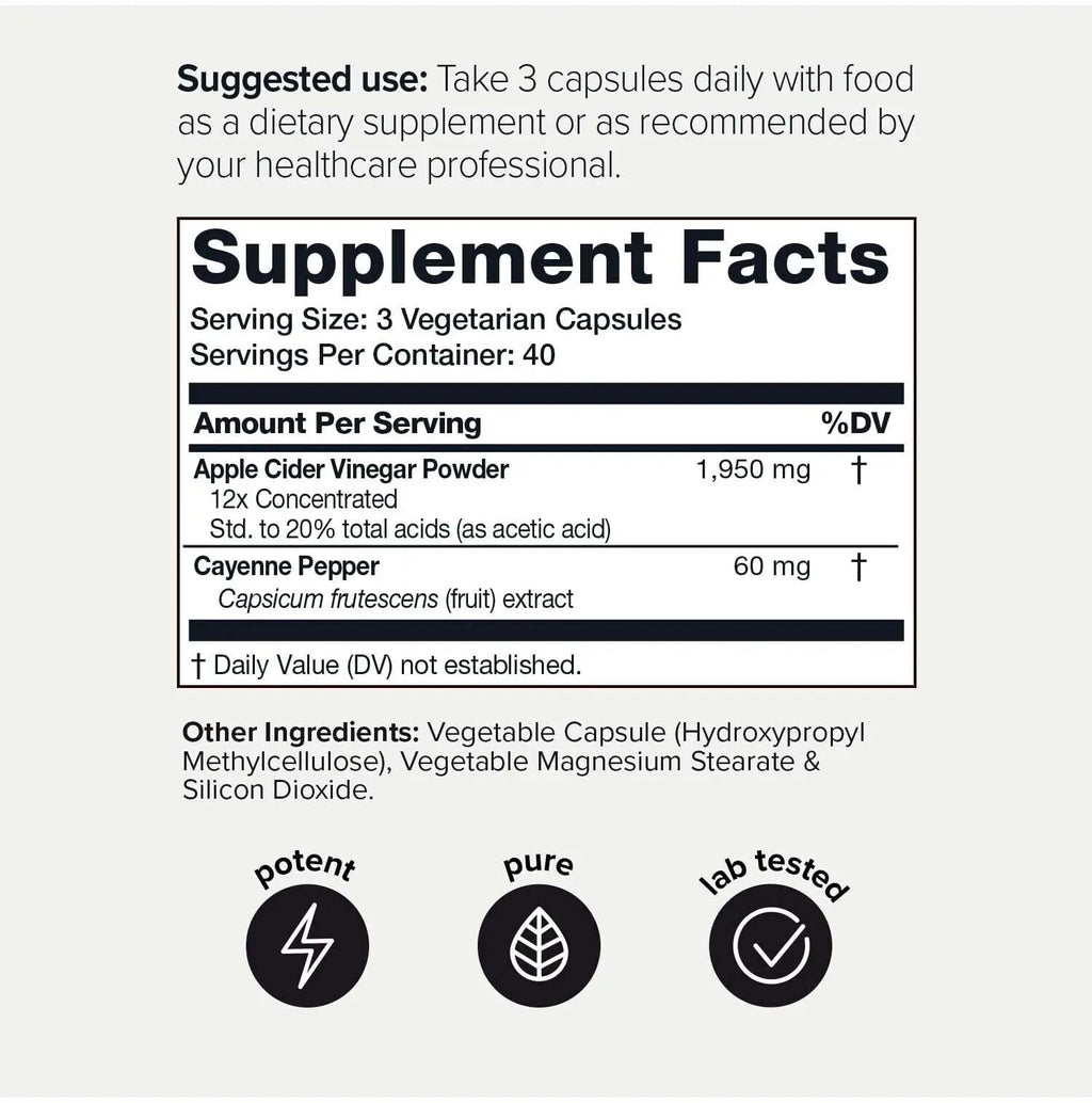 Toniiq 20% Acetic Acid Ultra High Strength Non-GMO Apple Cider Vinegar Capsules - TrustMedUSA