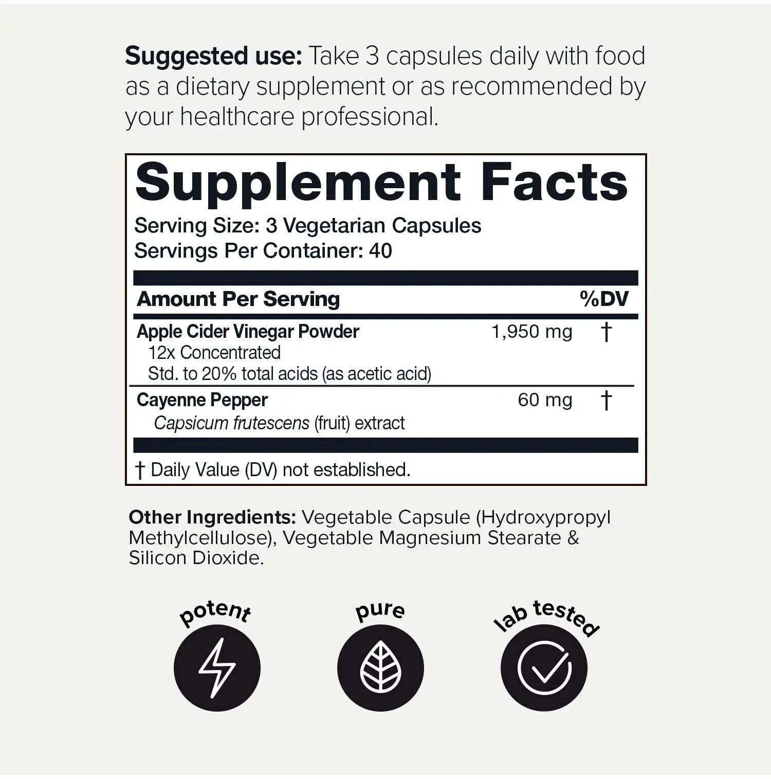 Toniiq 20% Acetic Acid Ultra High Strength Non-GMO Apple Cider Vinegar Capsules - TrustMedUSA