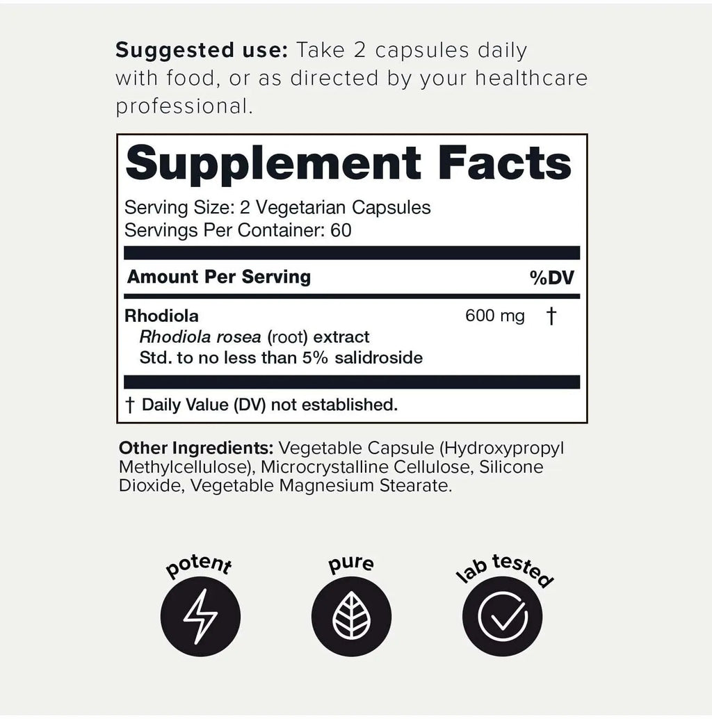 Toniiq Triple-Strength 600mg Rhodiola Rosea - 120 Capsules - 5% Salidroside Concentrat - TrustMedUSA
