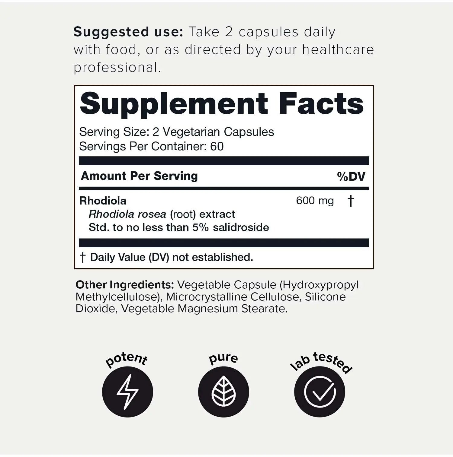 Toniiq Triple-Strength 600mg Rhodiola Rosea - 120 Capsules - 5% Salidroside Concentrat - TrustMedUSA