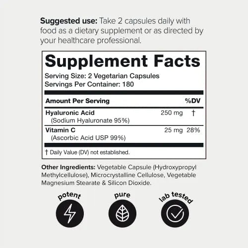 Toniiq Ultra High Purity Hyaluronic Acid Supplements - 95%+ Highly Purified and Bioavailab - TrustMedUSA