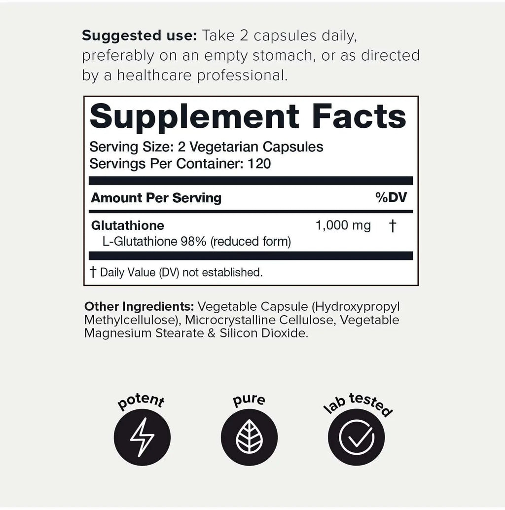 Toniiq Ultra High Strength Glutathione Capsules - 1000mg Concentrated Formula - 98%+ - TrustMedUSA