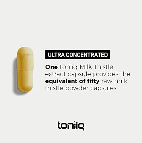 Toniiq Ultra High Strength Milk Thistle Capsules - 25,000mg 50x Concentrated Extract - TrustMedUSA