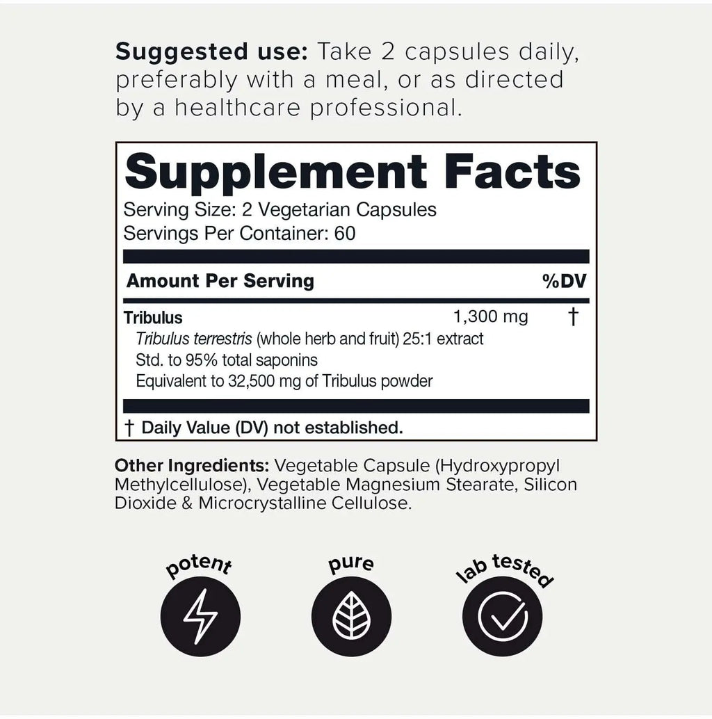 Toniiq Ultra High Strength Tribulus Capsules - 95% Steroidal Saponins - 1300mg Concentra - TrustMedUSA
