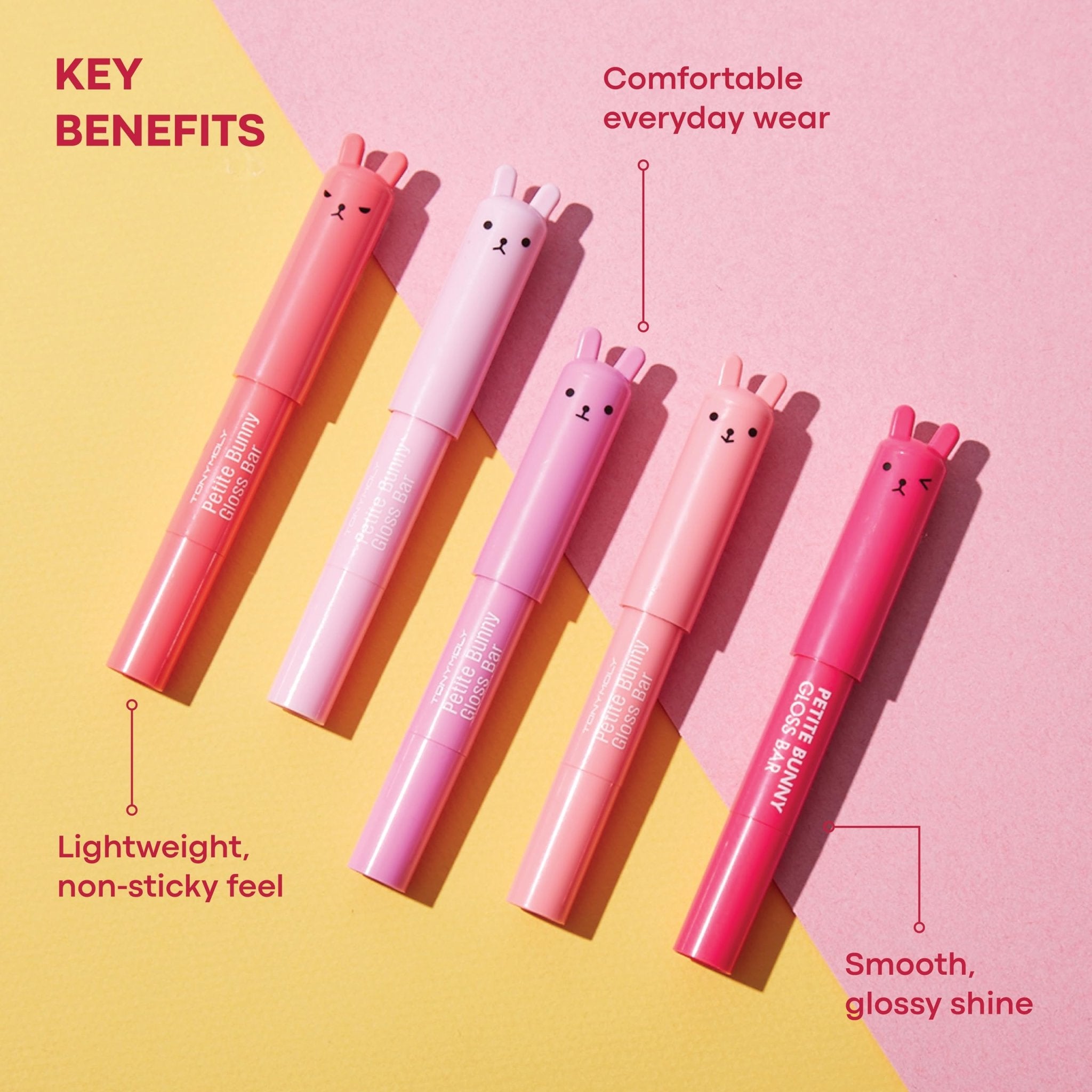 TONYMOLY Petit Bunny Lip Gloss – Easter Basket Stuffer, Cute Bunny Lip Crayon, Hydrating Korean Lip Gloss with Vitamin E for Soft, Juicy Cherry - TrustMedUSA
