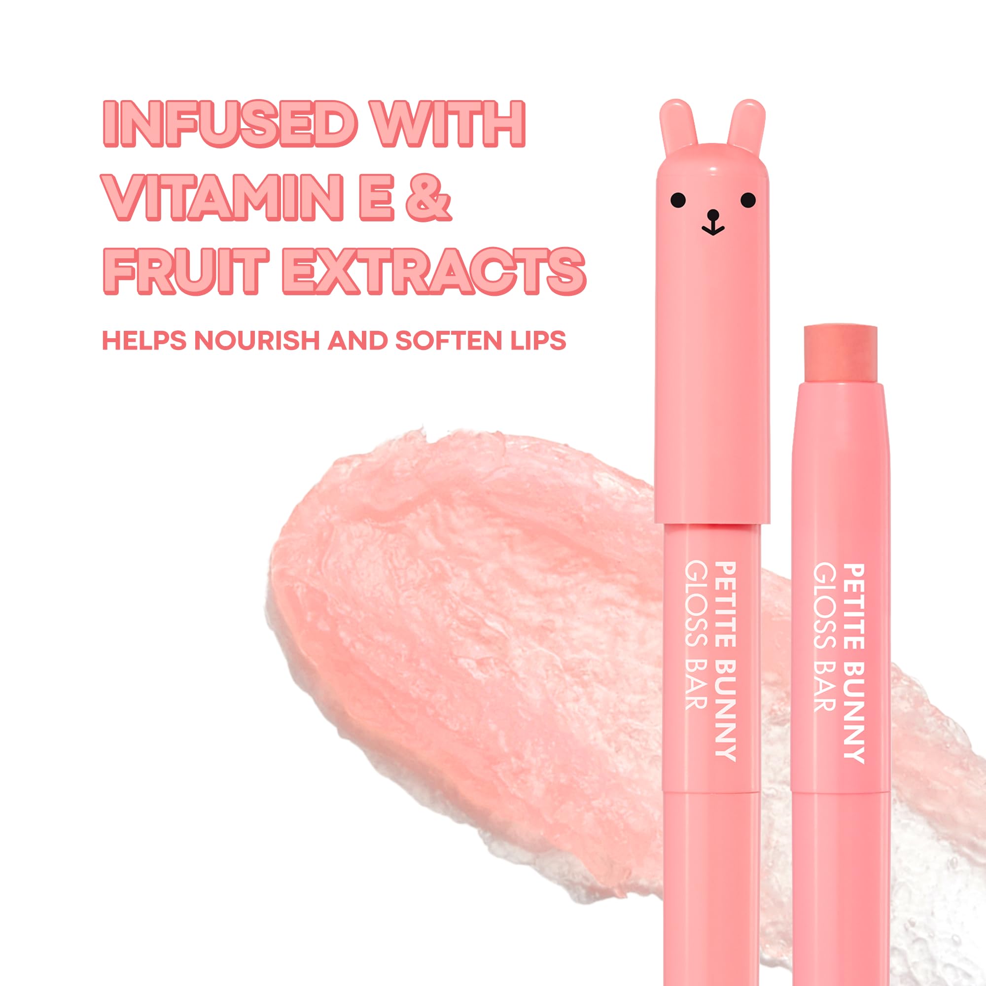 TONYMOLY Petit Bunny Lip Gloss – Easter Basket Stuffer, Cute Bunny Lip Crayon, Hydrating Korean Lip Gloss with Vitamin E for Soft, Juicy Cherry - TrustMedUSA