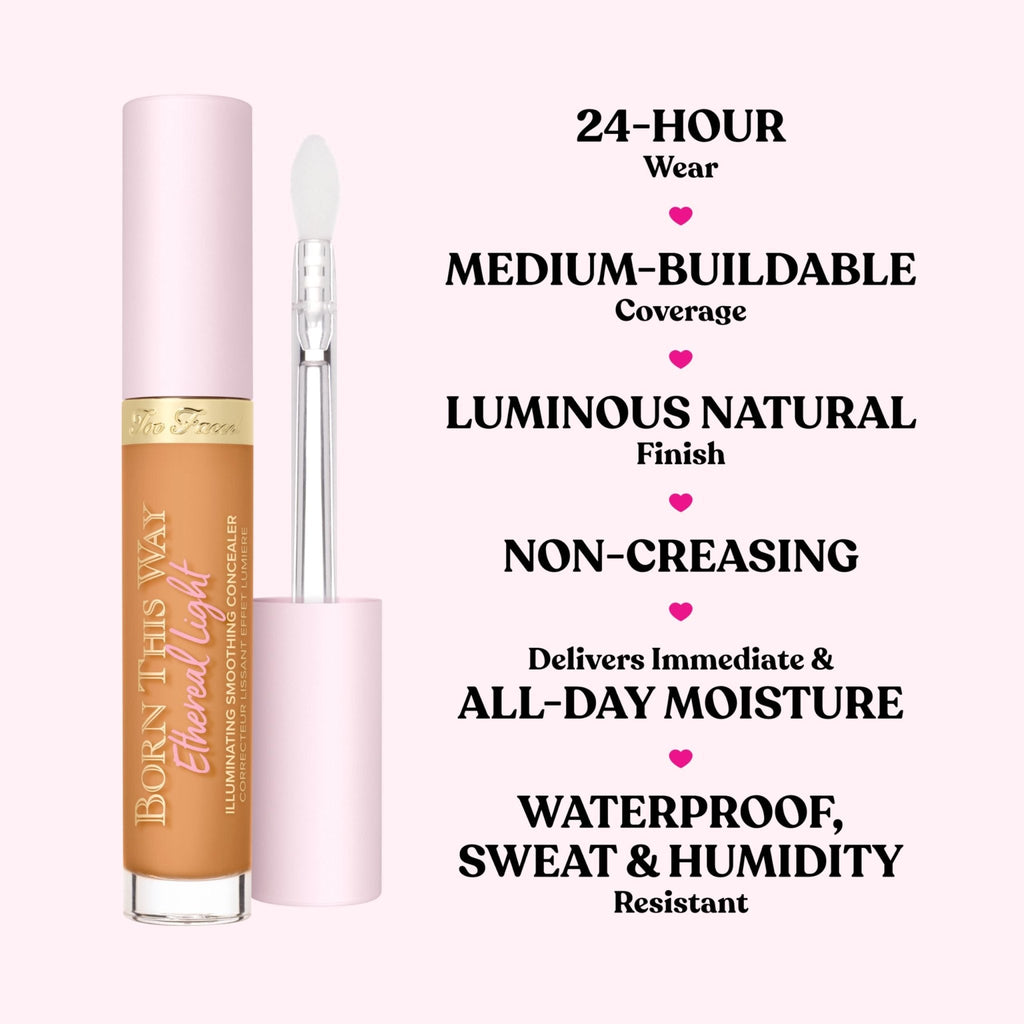 Too Faced Born This Way Ethereal Light Illuminating Smoothing Concealer | With Hyaluronic Acid, Conceals + Brightens Dark Circles, Non-Creasing + Waterproof, 0.16 Fl Oz, Oatmeal - Maple Wellness Supplements