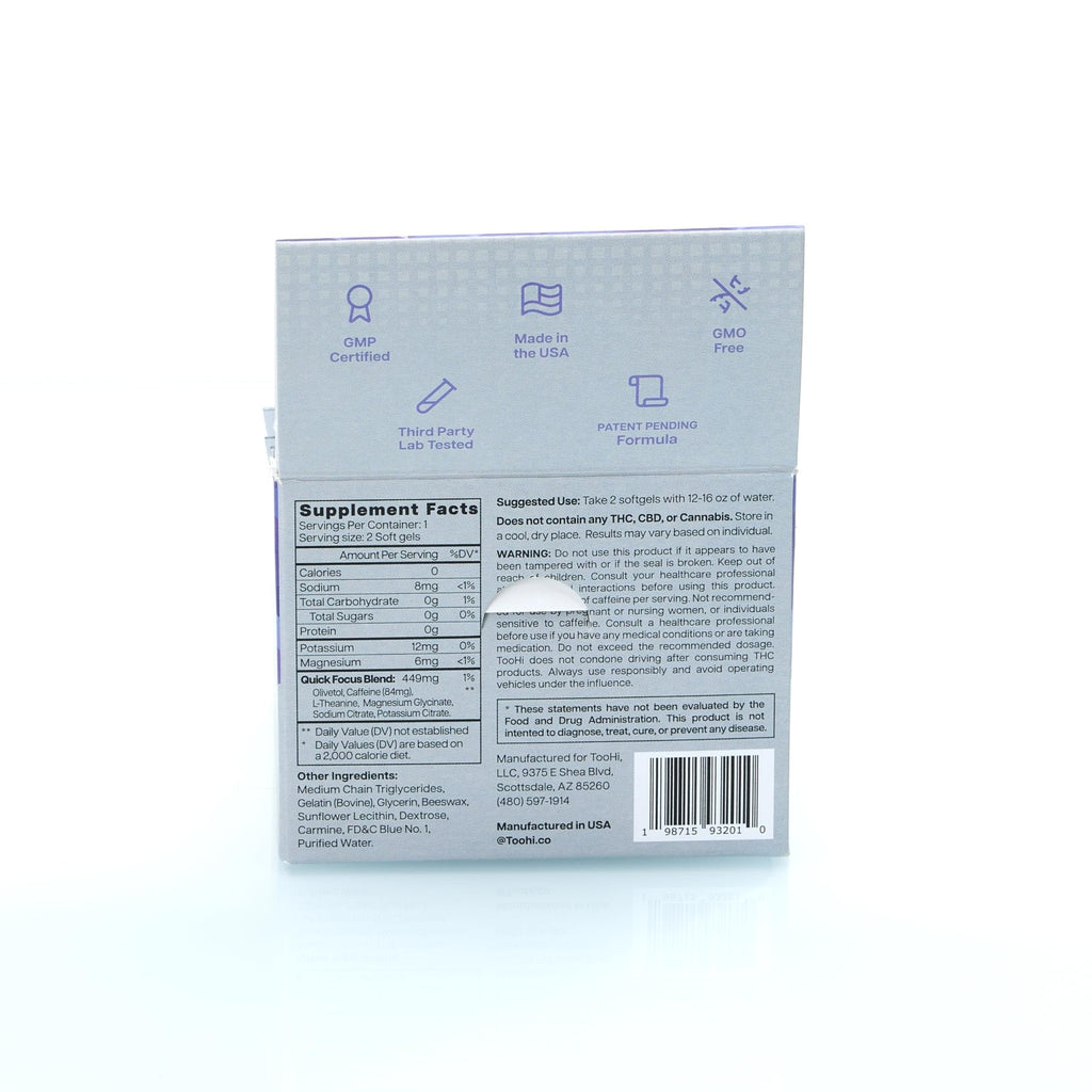 TooHi Reset Softgels - Proprietary Blend with Additional Caffeine (84mg), L-Theanine & Electrolytes | Patent Pending - 10 Doses - TrustMedUSA