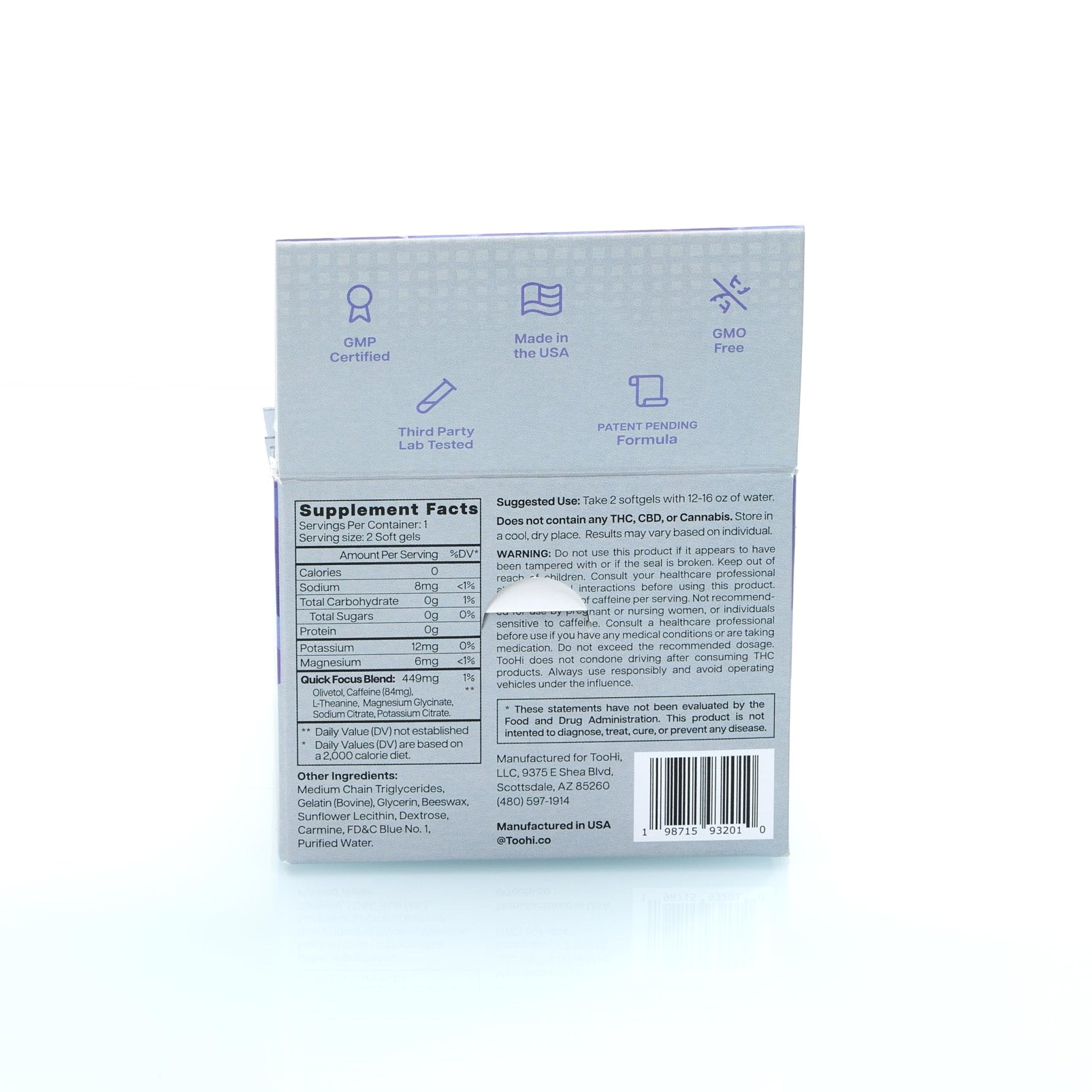 TooHi Reset Softgels - Proprietary Blend with Additional Caffeine (84mg), L-Theanine & Electrolytes | Patent Pending - 10 Doses - TrustMedUSA