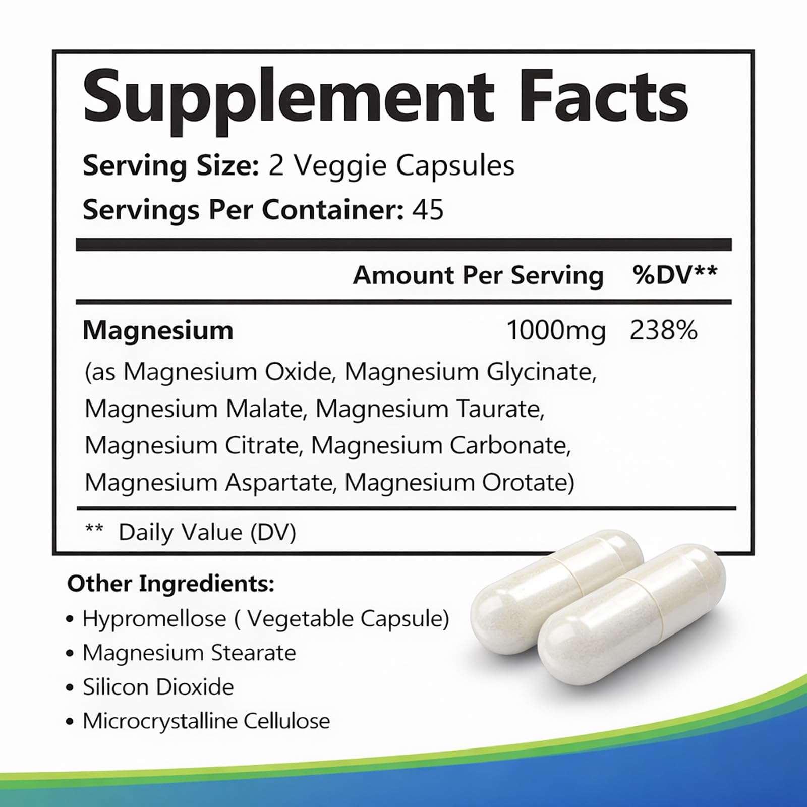 Top Nurex Magnesium Complex 1000 mg, 8-Source Magnesium Blend with Glycinate, Citrate, Malate & Taurate, Vegan Formula, Non-GMO, 90 Capsules - TrustMedUSA