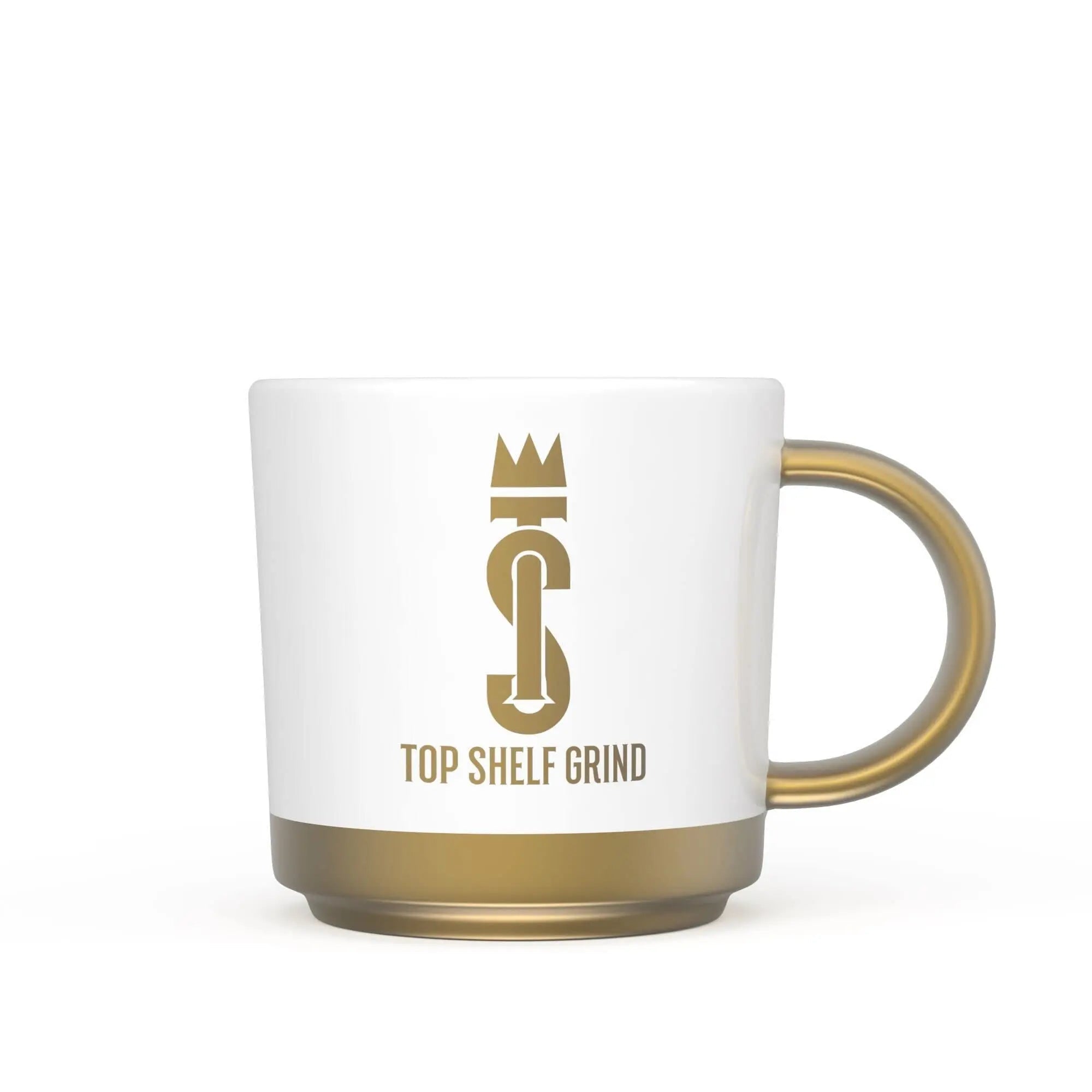 Top Shelf Grind Coffee Mug - The Prosperity Cup (Drink & Grow Rich) - White & Gold - TrustMedUSA