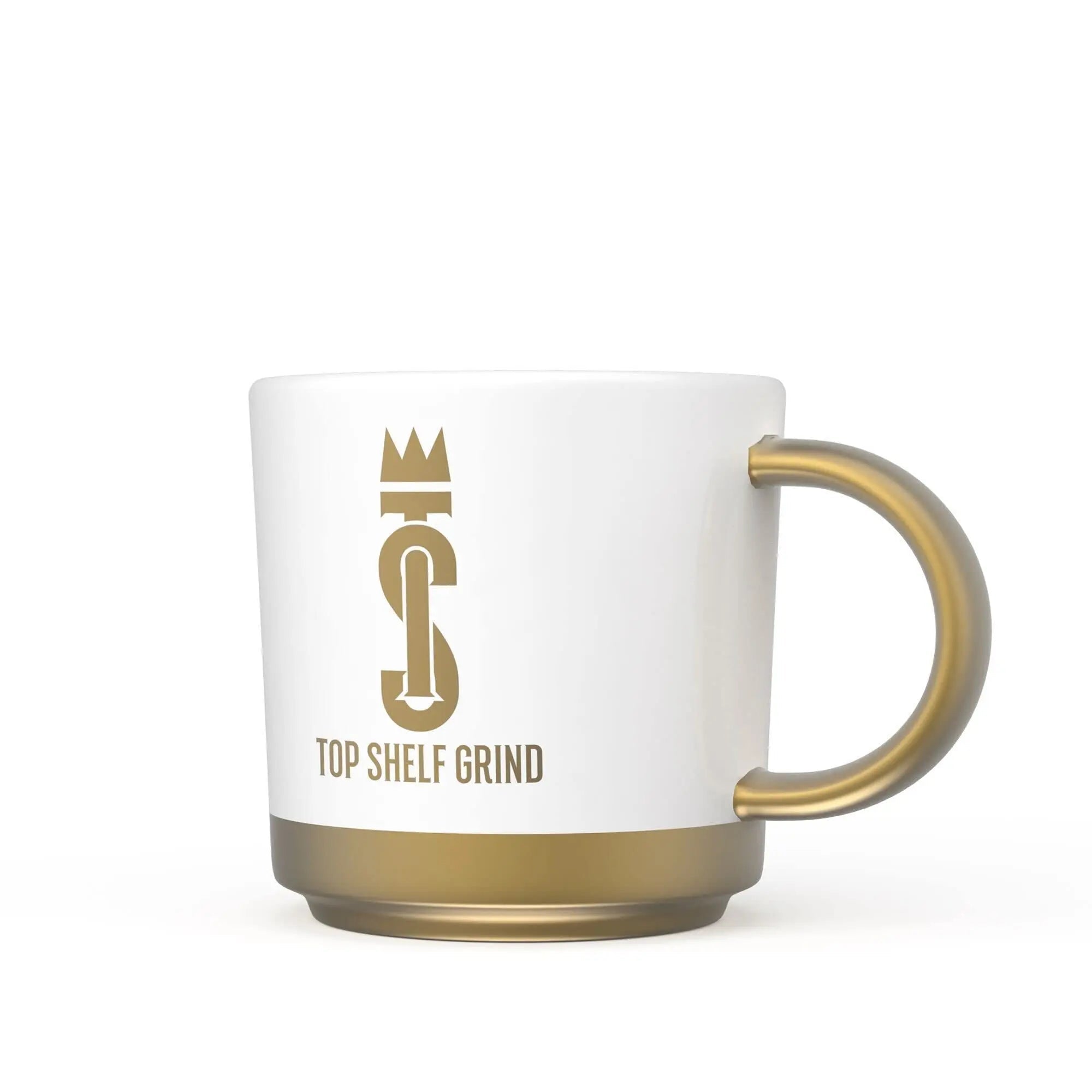Top Shelf Grind Coffee Mug - The Prosperity Cup (Drink & Grow Rich) - White & Gold - TrustMedUSA