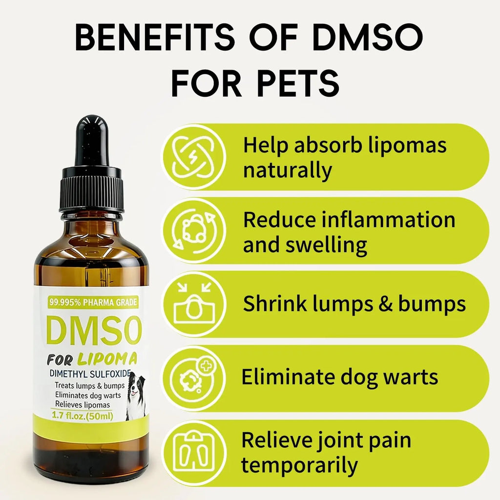 Topical 99.995% DMSO for Dogs Lipoma, Lipoma Treatment for Dogs, Reduce Fatty Lumps and Bumps Inflammation, Swelling, Dog Pain Relief, DMSO in Glass Bottle with Precision Dropper, 1.7 oz - TrustMedUSA