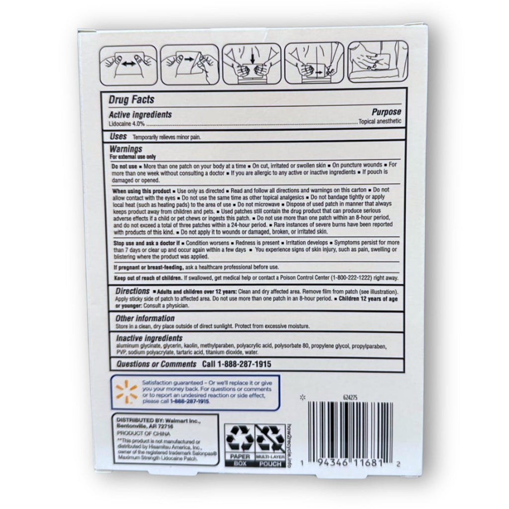 Topical anesthetic 4% Patch- 6 Count (Pack of 1), Boxed By Fusion Shop Store - TrustMedUSA