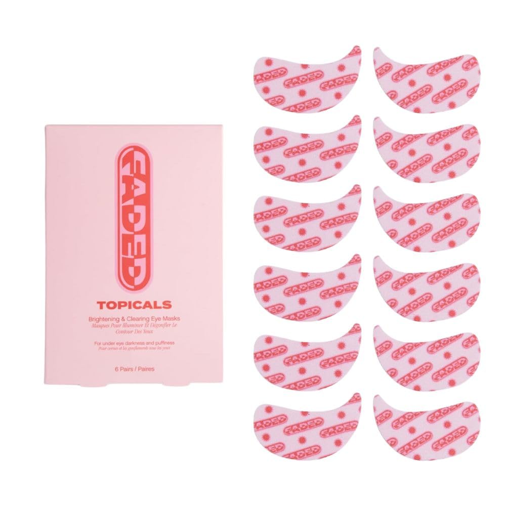 Topicals Faded Brightening Under Eye Masks | Patches to Depuff, Hydrate, Brighten and Cool | Reduce Dark Circles and Fine Lines | Contains Kojic Acid, Caffeine and Niacinamide (Set of 6) - TrustMedUSA