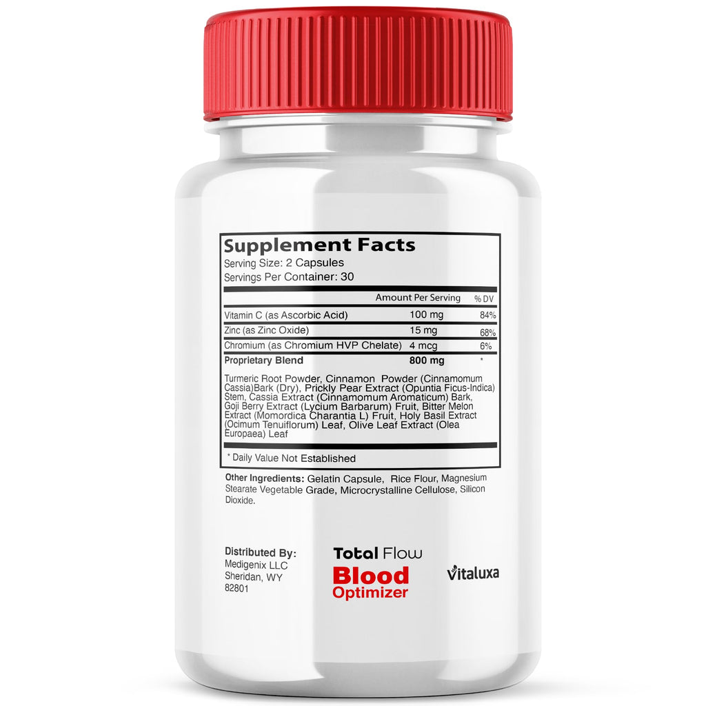Total Flow Blood Balance, TotalFlow Blood Support Capsules Supplement Advanced Formula All Natural Optimizer Maximum Strength Daily Health Wellness, TotalFlo Premium Blend Pills (60 Capsules) - TrustMedUSA