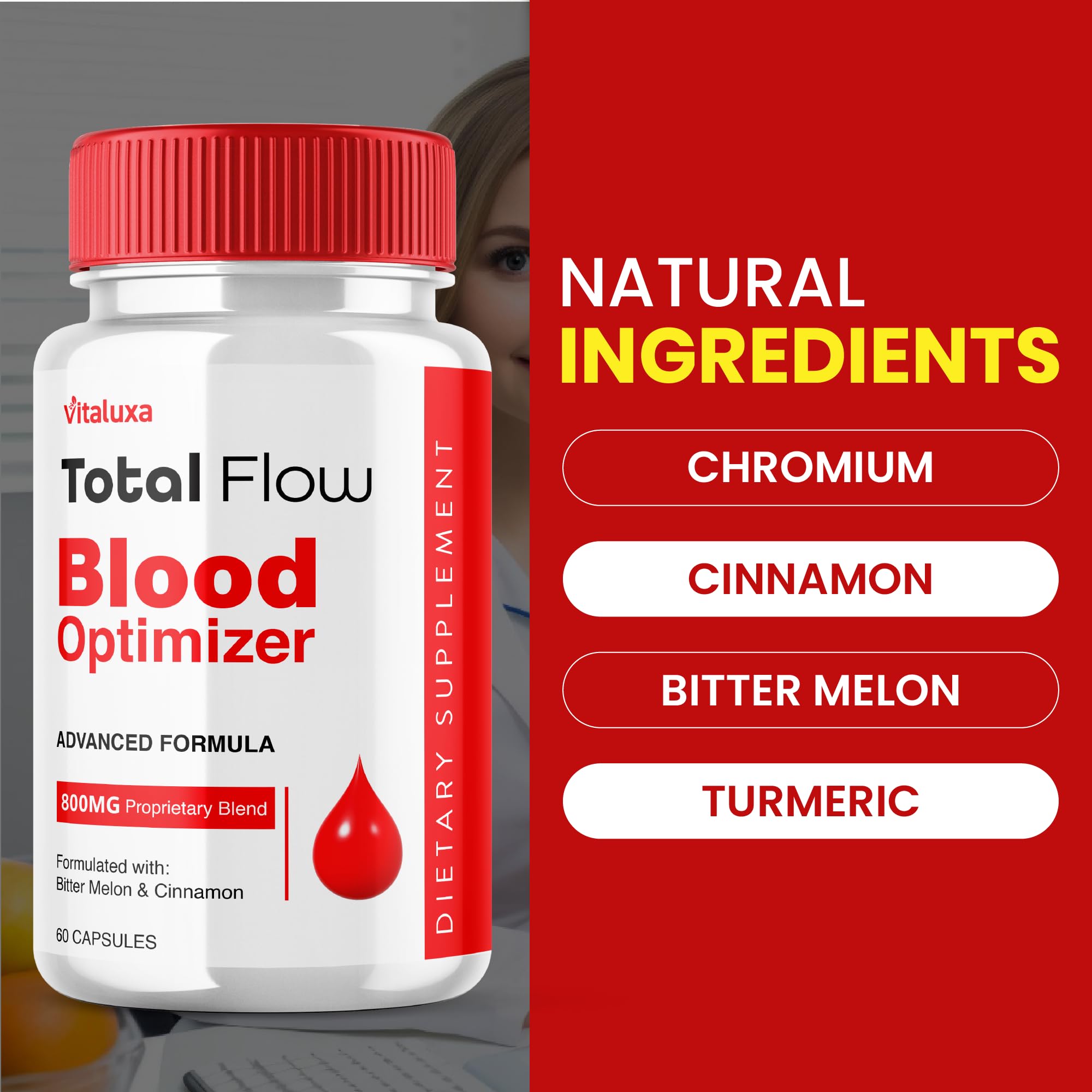 Total Flow Blood Balance, TotalFlow Blood Support Capsules Supplement Advanced Formula All Natural Optimizer Maximum Strength Daily Health Wellness, TotalFlo Premium Blend Pills (60 Capsules) - TrustMedUSA