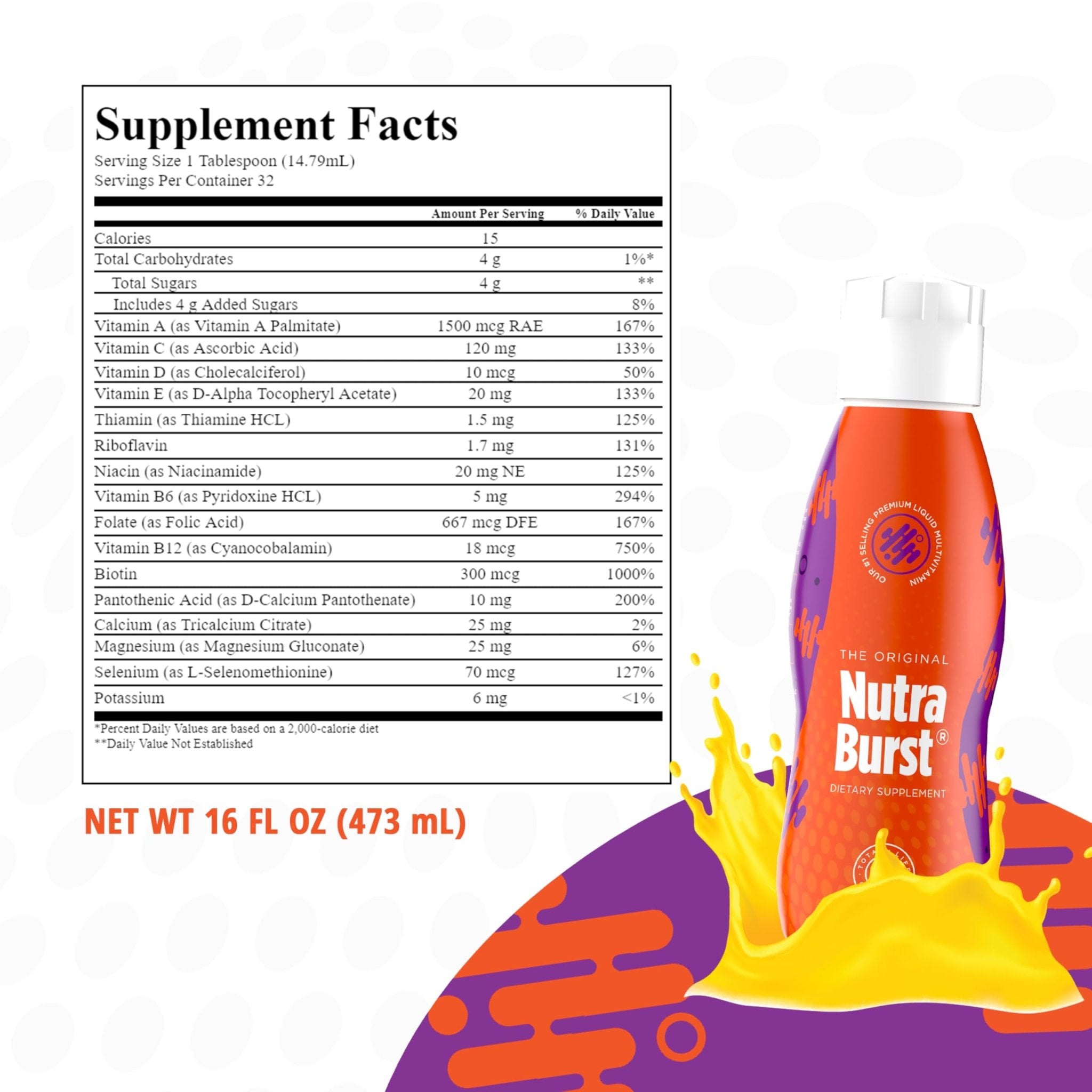 Total Life Changes NutraBurst - Liquid Multivitamin, Daily Nutritional Support, Packed with Essential Vitamins and Minerals, 16 fl. oz - TrustMedUSA
