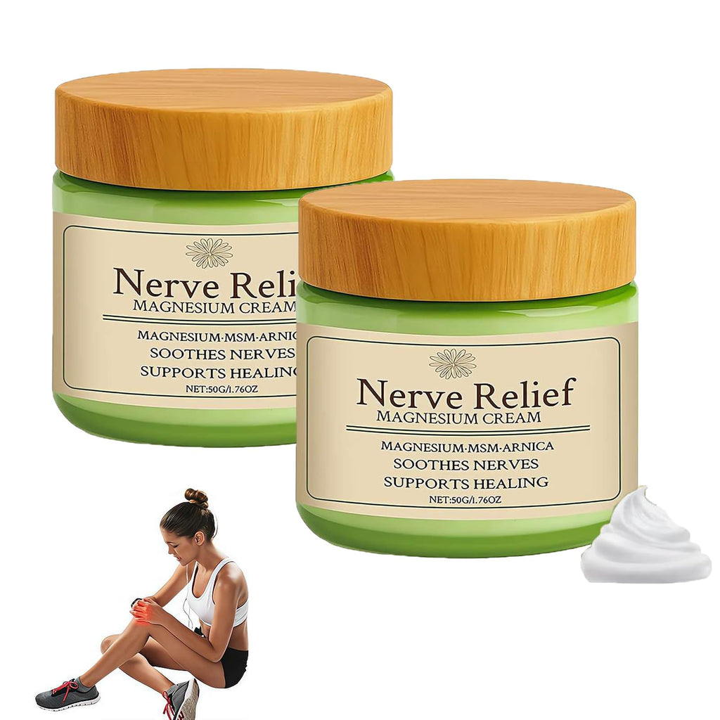 Total Relief Magnesium Cream for Nerve Relief with MSM & Arnica — Soothing Topical Support for Neuropathy & Muscle Relaxation — 2 Pack Value Set (3.52oz Total) - TrustMedUSA