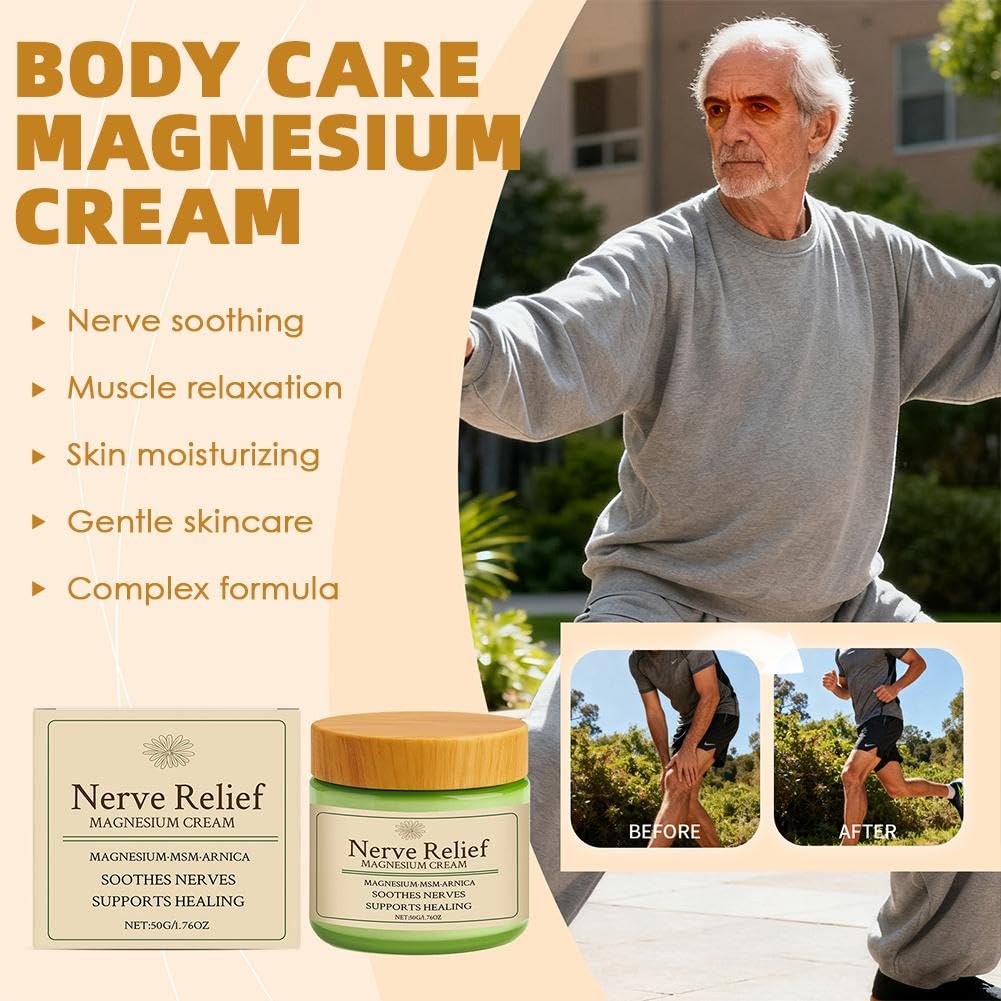 Total Relief Magnesium Cream for Nerve Relief with MSM & Arnica — Soothing Topical Support for Neuropathy & Muscle Relaxation — 2 Pack Value Set (3.52oz Total) - TrustMedUSA