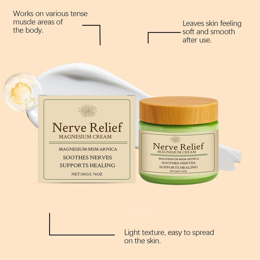 Total Relief Magnesium Cream - Nerve Relief Magnesium Cream with MSM & Arnica,Total ReliefCream for Muscle Relaxation, Soothes Nerves & Daily Soothing Support, Deep Hydration,50g/1.76oz - TrustMedUSA